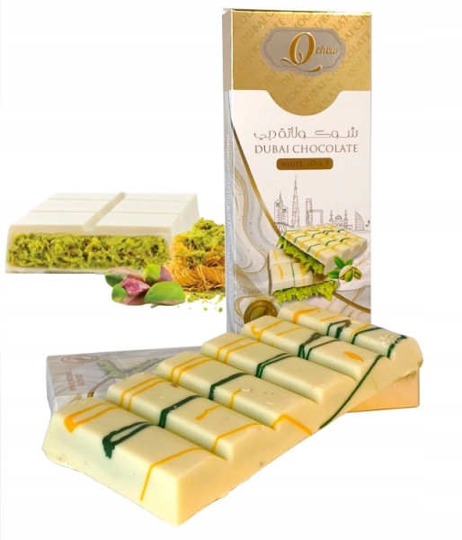100% Dubajská bílá čokoláda Dubai Premium Chocolate 160 g virální kataifi