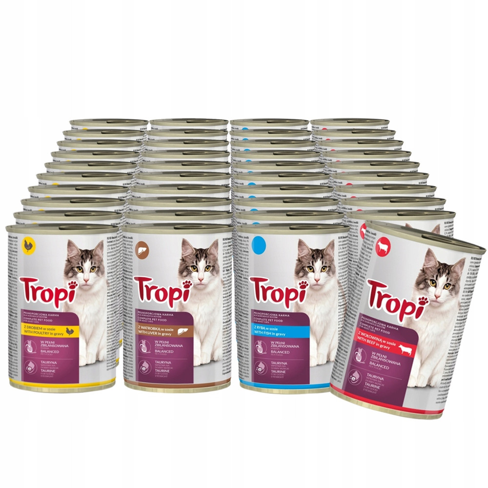Tropi mokré krmivo pro kočky MIX Chutí Kousky v omáčce 40x415 g