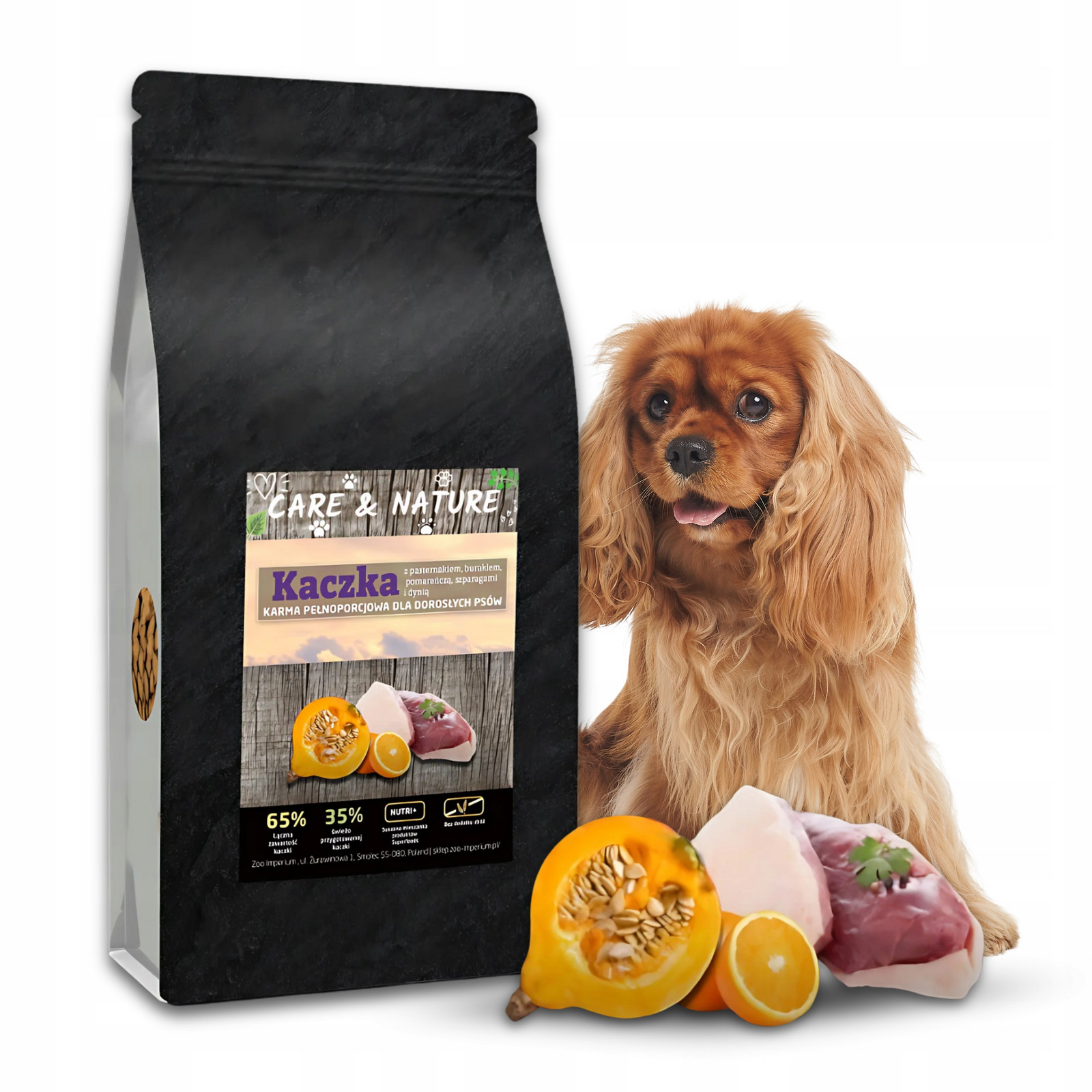 Suché Krmivo pro psy Care and Nature Kachna 65% Zelenina Ovoce 35% 12 kg