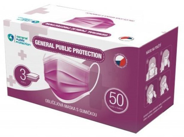 GENERAL PUBLIC Rouška třívrstvá s gumičkou 50 ks