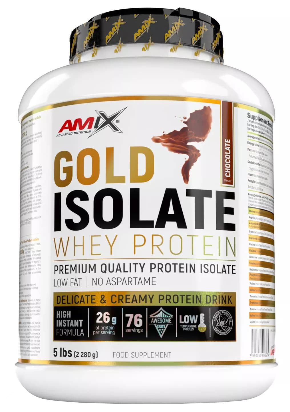 AMIX Gold Whey Protein Isolate, Čokoláda 2280 g