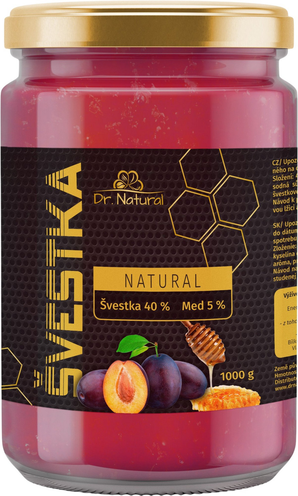 DR.NATURAL Švestka + Med Tea 1000 g