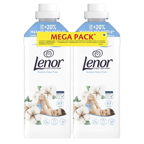 LENOR Aviváž, Sensitive Cotton Fresh, 94 Praní, 2 x 0.97 l