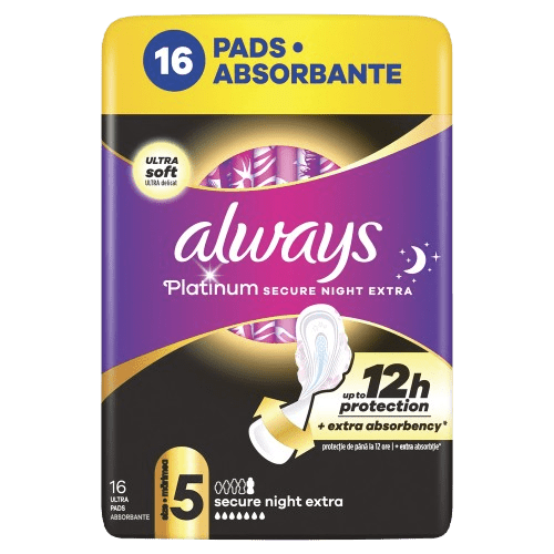 ALWAYS Platinum Ultra Secure Night Extra (velikost 5) Vložky s křidélky 16 ks