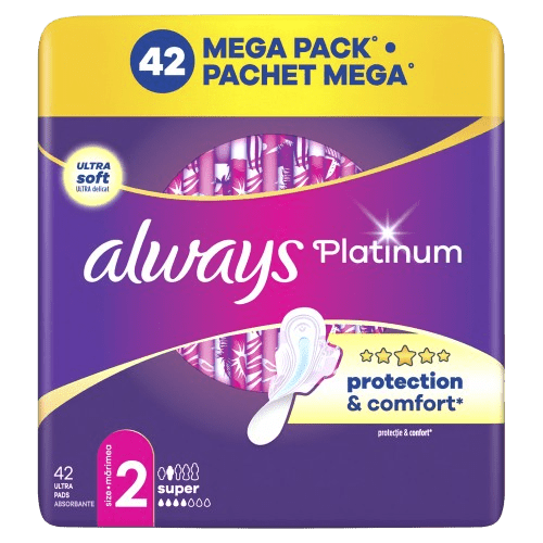 ALWAYS Platinum Super (velikost 2) Vložky s křidélky 42 ks