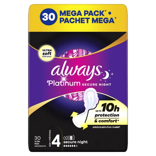 ALWAYS Platinum Secure Night (velikost 4) Vložky s křidélky 30 ks
