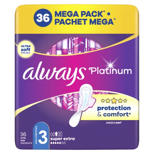 ALWAYS Platinum Super Extra (velikost 3) Vložky s křidélky 36 ks
