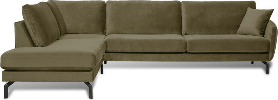 Zelená sametová rohová pohovka (levý roh) Magic - Scandic