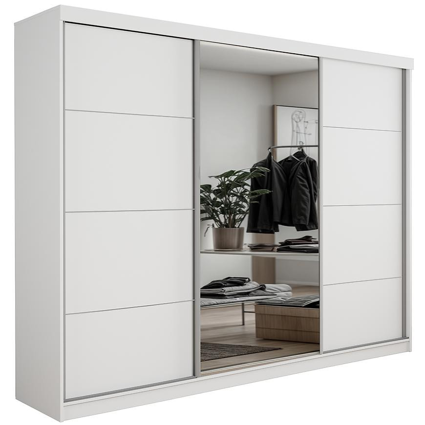 Skříň Palermo 250 bílý + zrcadlo