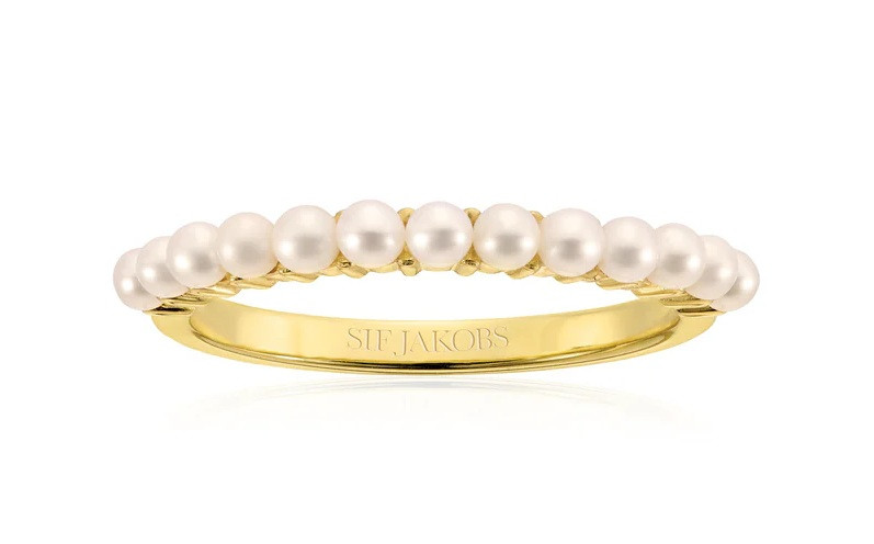 Sif Jakobs Půvabný pozlacený s pravými perlami Ellera SJ-R2869-P-YG 50 mm