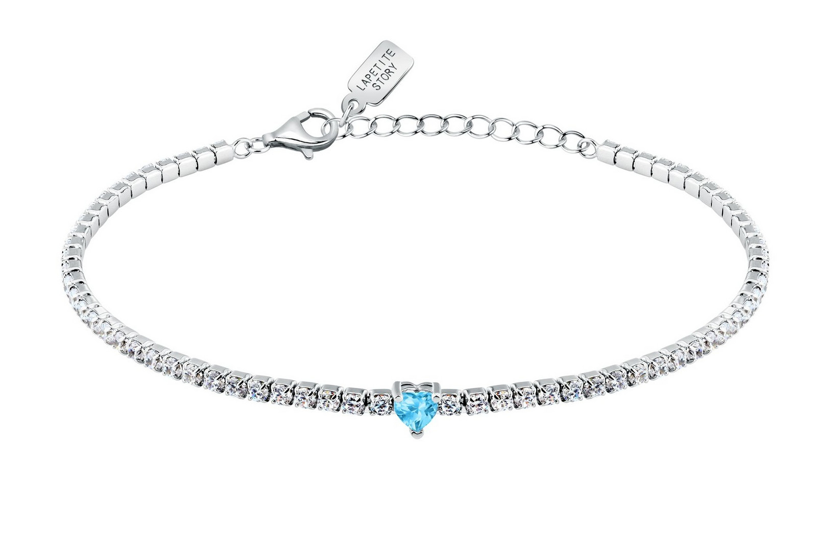 La Petite Story Stříbrný tenisový náramek s modrým srdíčkem LPS05AWV44