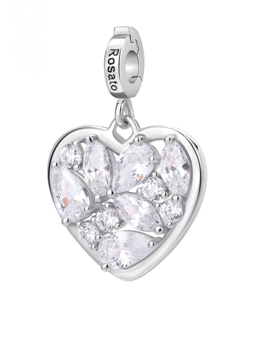 Rosato Stříbrný srdíčkový přívěsek s čirými zirkony Storie RZ242R