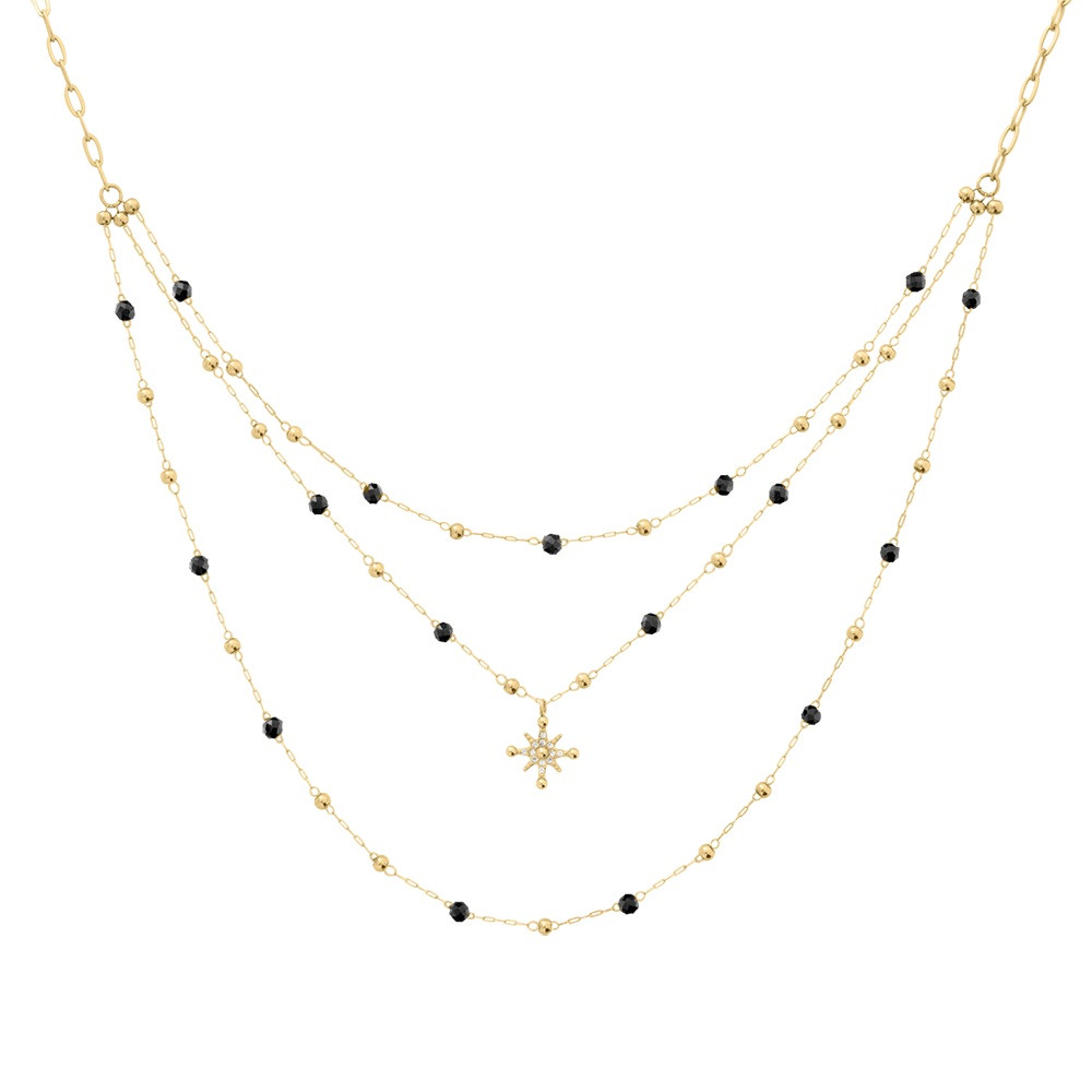 Pierre Lannier Nepřehlédnutelný pozlacený náhrdelník s korálky Australe BJ22A8231