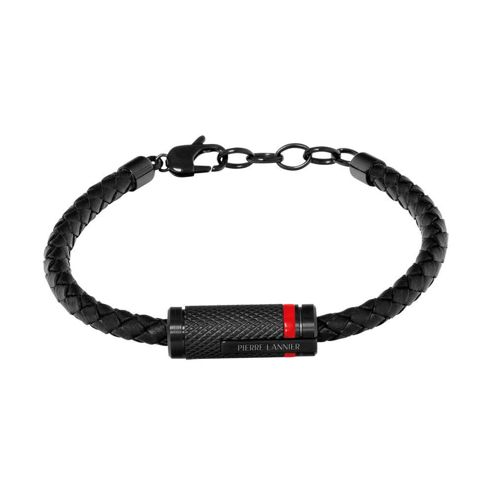 Pierre Lannier Pánský pletený kožený náramek Paddock BJ40A1551
