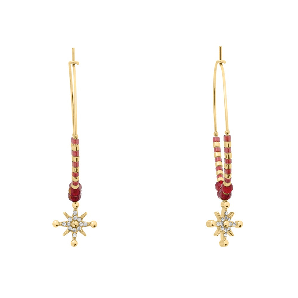 Pierre Lannier Pozlacené kruhové náušnice s přívěskem hvězdy Antharea BJ25A2251