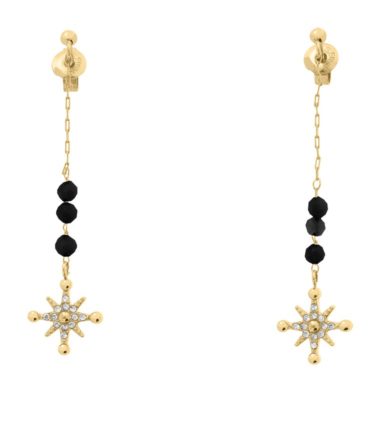 Pierre Lannier Originální visací náušnice s černými korálky Australe BJ22A6231