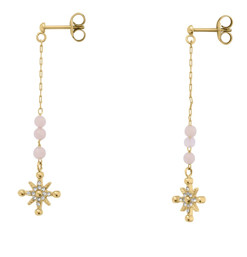 Pierre Lannier Hravé visací náušnice se světle růžovými korálky Australe BJ22A6251