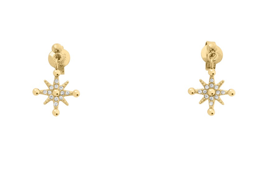 Pierre Lannier Visací pozlacené náušnice s krystaly Persea BJ21A2211