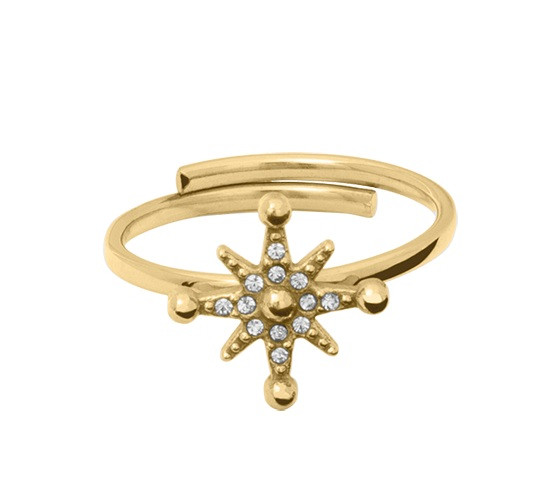 Pierre Lannier Nastavitelný pozlacený prsten s krystaly Persea BJ21A3211