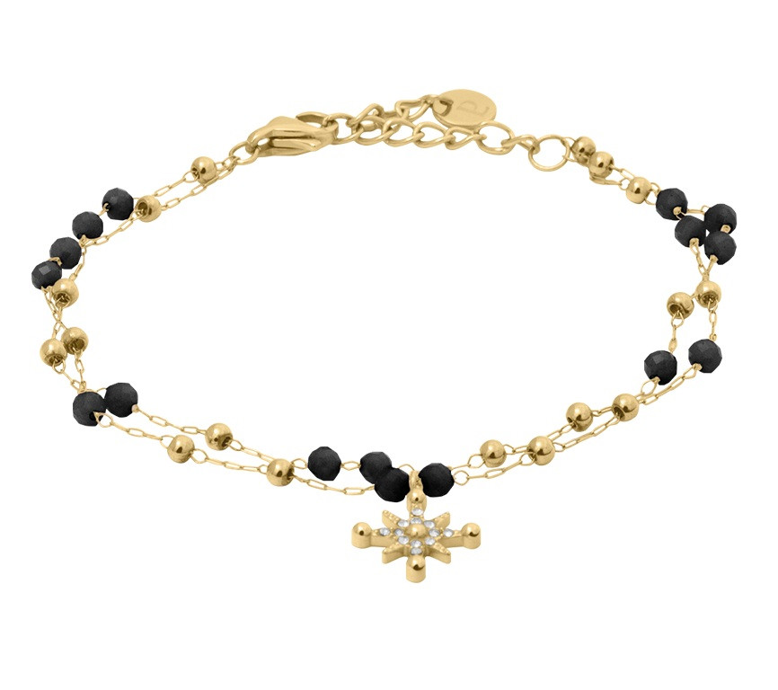 Pierre Lannier Dvojitý pozlacený náramek s korálky Australe BJ22A1231