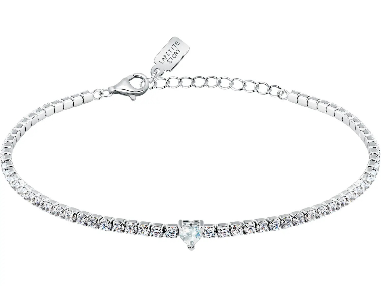 La Petite Story Stříbrný tenisový náramek s čirým srdíčkem LPS05AWV43