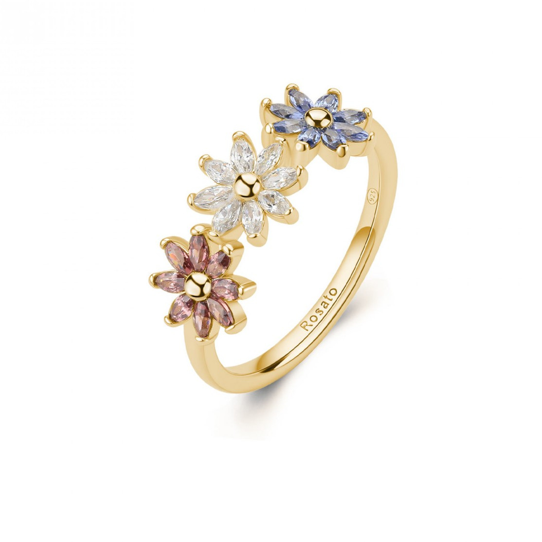 Rosato Pozlacený květinový prsten s kubickými zirkony Gaia RZGA82 56 mm