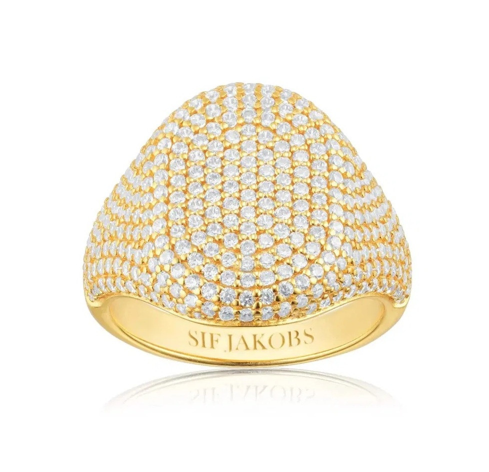 Sif Jakobs Výrazný pozlacený prsten s kubickými zirkony Capizzi SJ-R42240-CZ-YG 56 mm