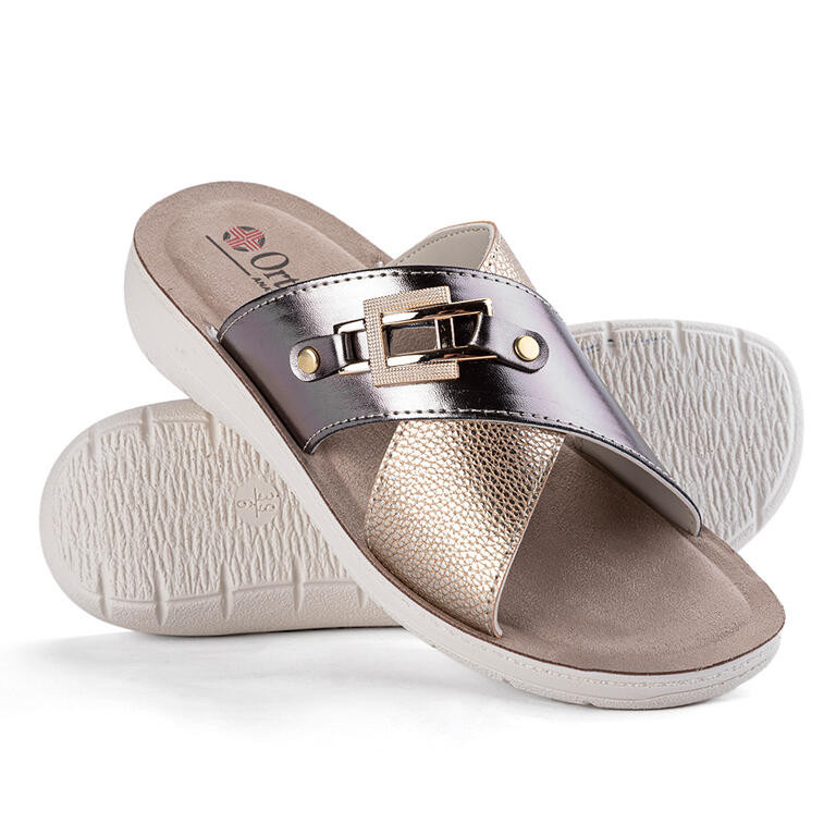 Dámské pantofle na klínku se zlatými pásky vel. 37