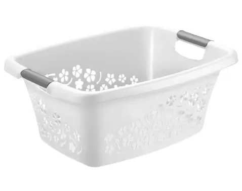 Koš na prádlo Flowers 25 l, bílý