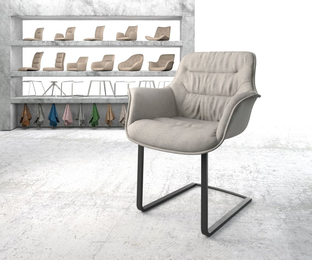 Jídelní židle Kaira-Flex světle šedá plochá tkanina konzolová podnož