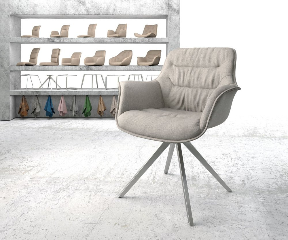 Jídelní židle Kaira-Flex světle šedá křížová podnož hranatá nerezová