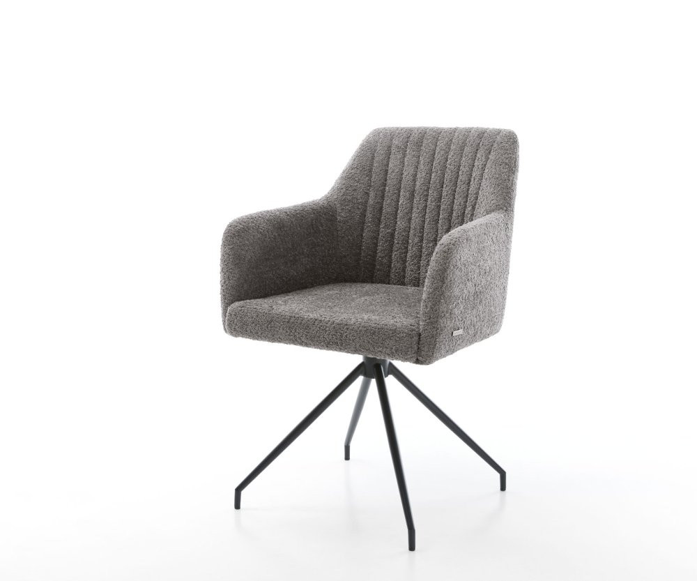 Jídelní židle Greg-Flex bouclé šedá křížová podnož zúžená černá otočná