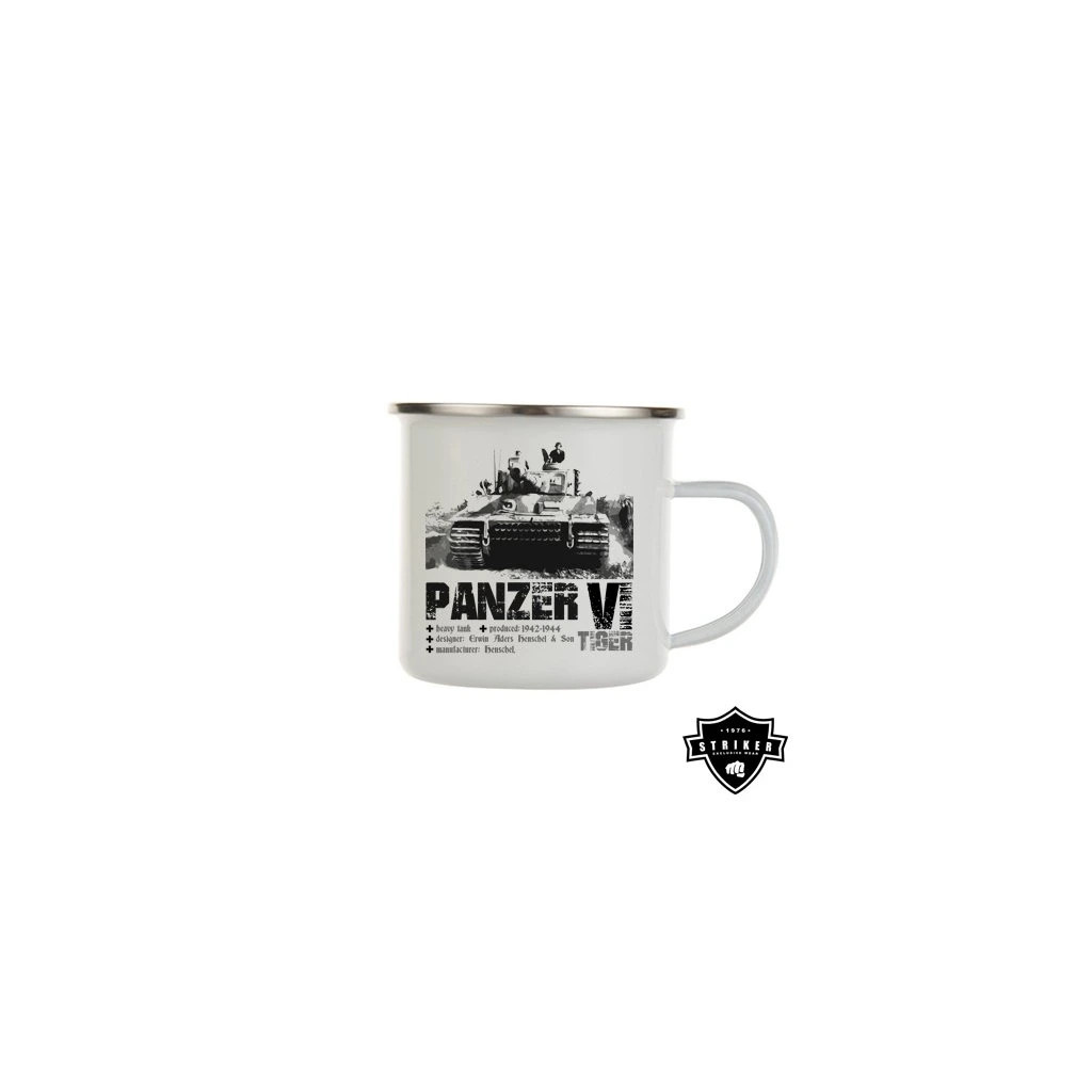 Hrnek smaltovaný (plechový) Striker Panzer VI 300 ml - bílý