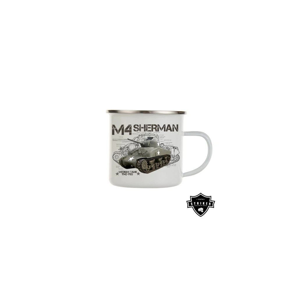 Hrnek smaltovaný (plechový) Striker M4 Sherman 300 ml - bílý
