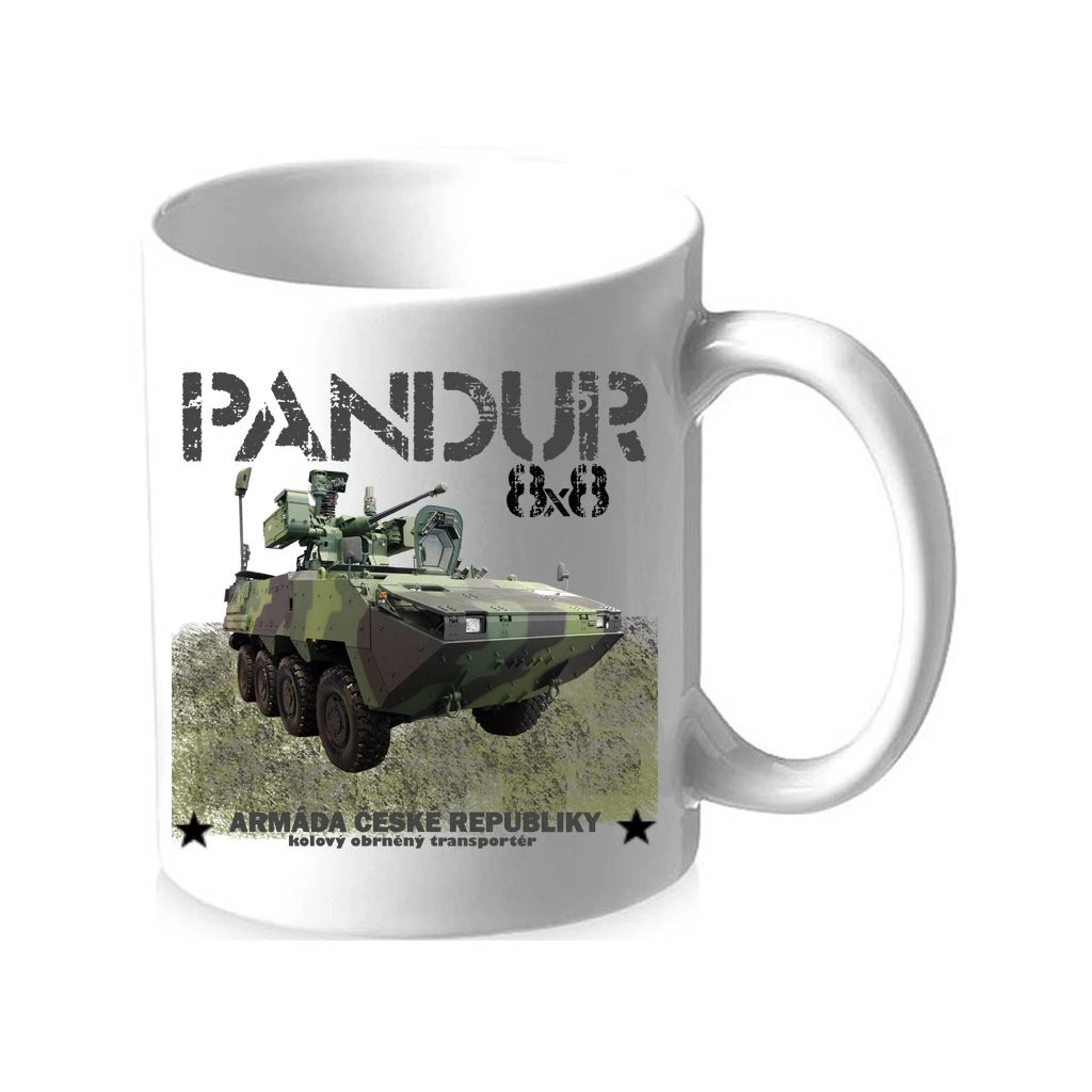 Hrnek Striker znak AČR transportér Pandur 8x8 - bílý