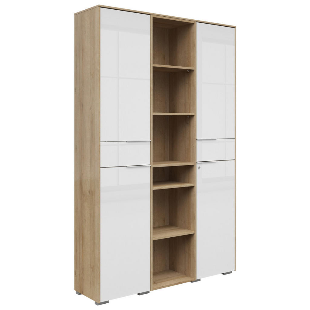 Voleo SKŘÍŇ NA ŠANONY, bílá, barvy dubu, 122/199/37 cm