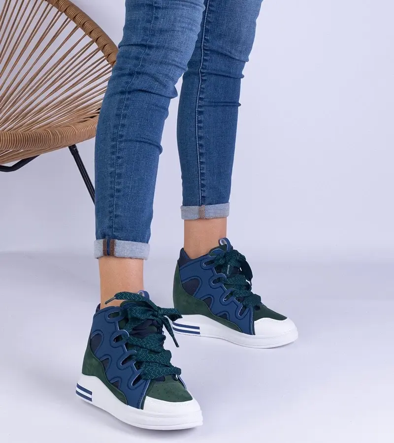 UR/CEO Navy blue women's sneakers with thick laces Gralina