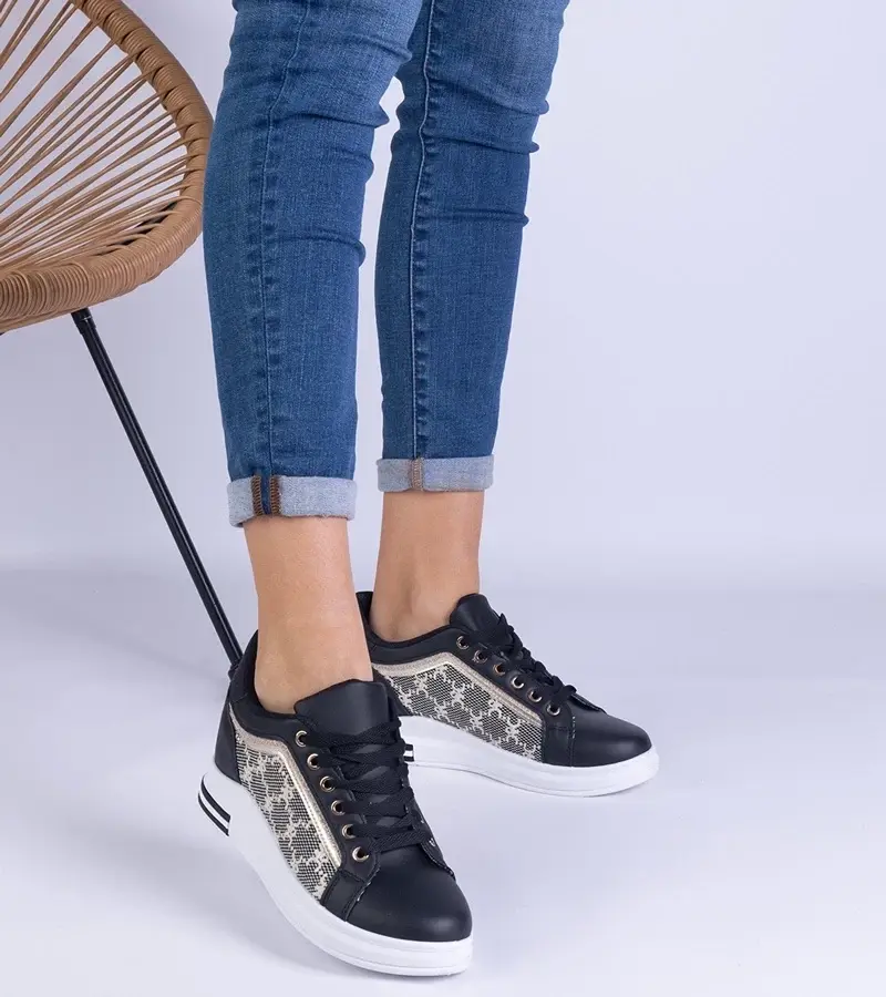UR/CEO Black women's hidden wedge sneakers Rondario