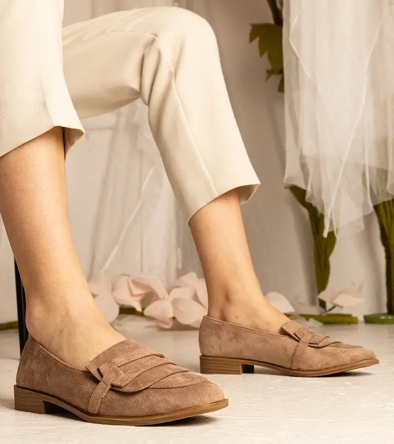 UR/CEO Brown classic women's moccasins in eco-suede Laiza