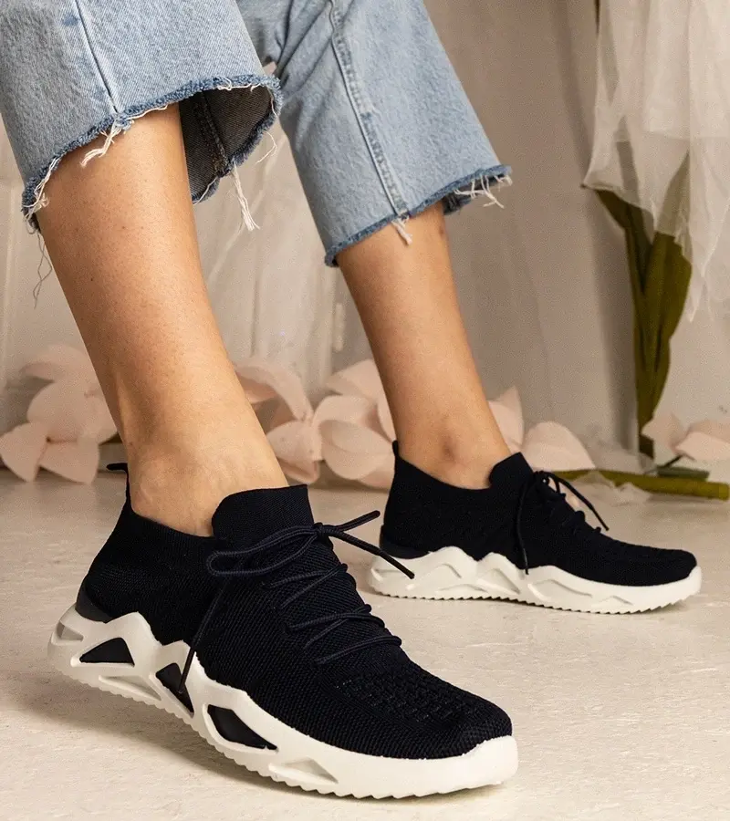 UR/CEO Navy women's sneakers with sock-like upper Miyana