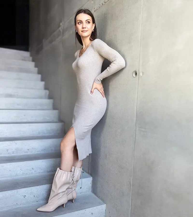 UR/CEO Dark beige slit maxi skirt Leona