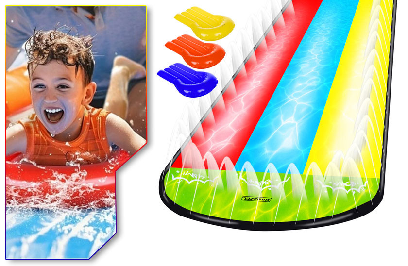 Trojitá vodní skluzavka s vodotryskem + 3 plavidla