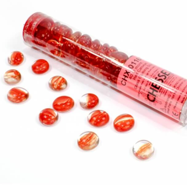 Chessex Gaming Glass Stones in Tube Catseye Red (žetony) – 40 ks