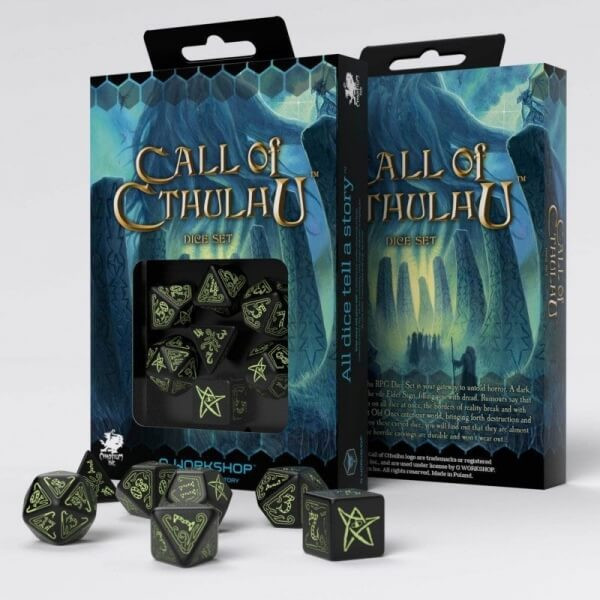 Sada kostek Call of Cthulhu Dice Set Black and Glow in the Dark