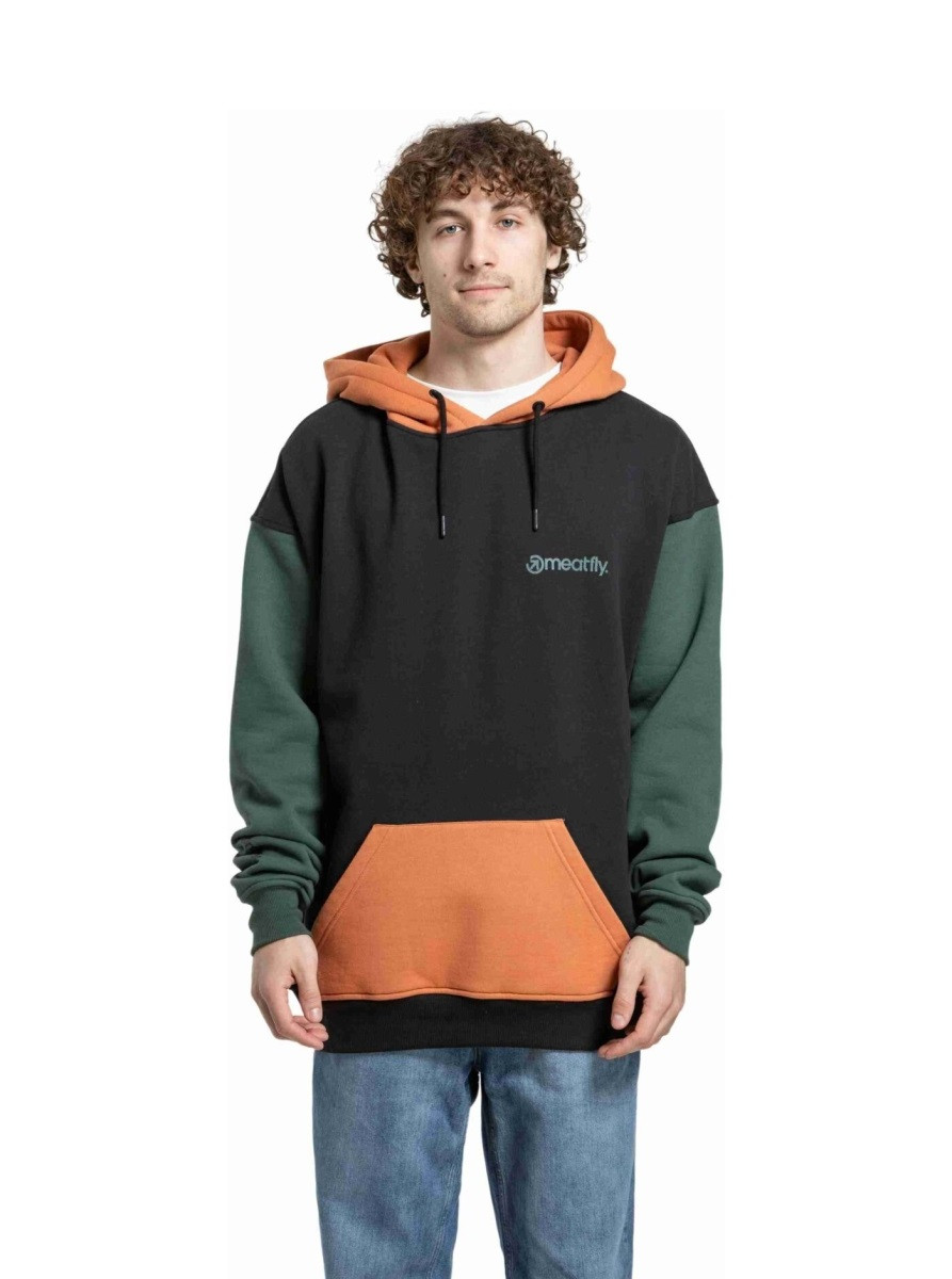 Unisex mikina meatfly fry zelená/oranžová xs/s