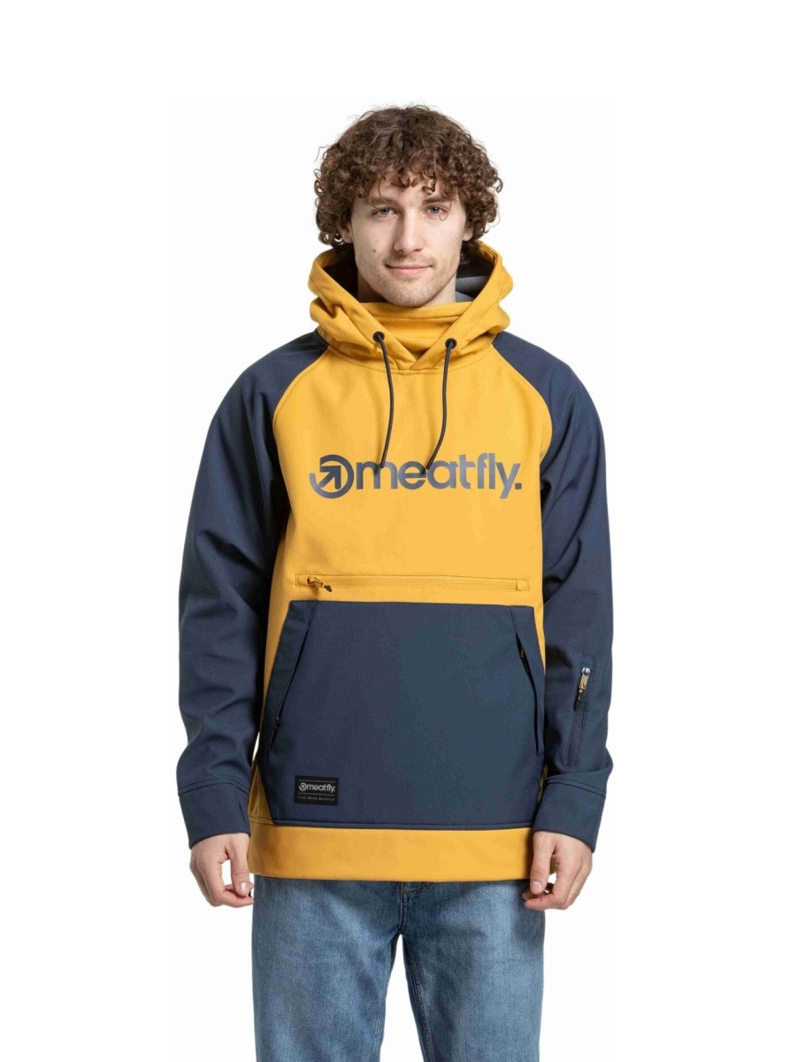 Pánská softshellová bunda meatfly jax tmavě modrá/žlutá s