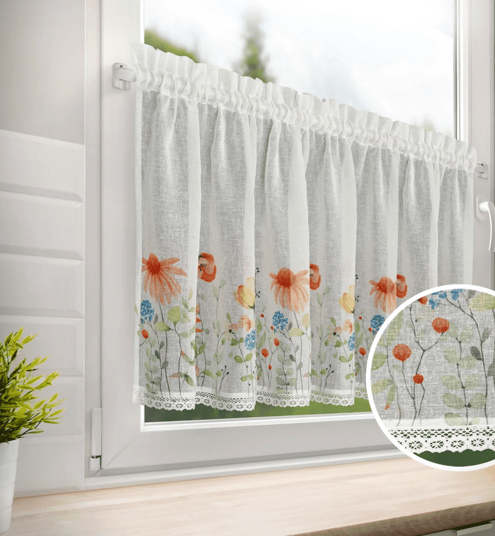 Dekorační krátká vitrážová záclona do kuchyně LEONA 60x150 cm MyBestHome