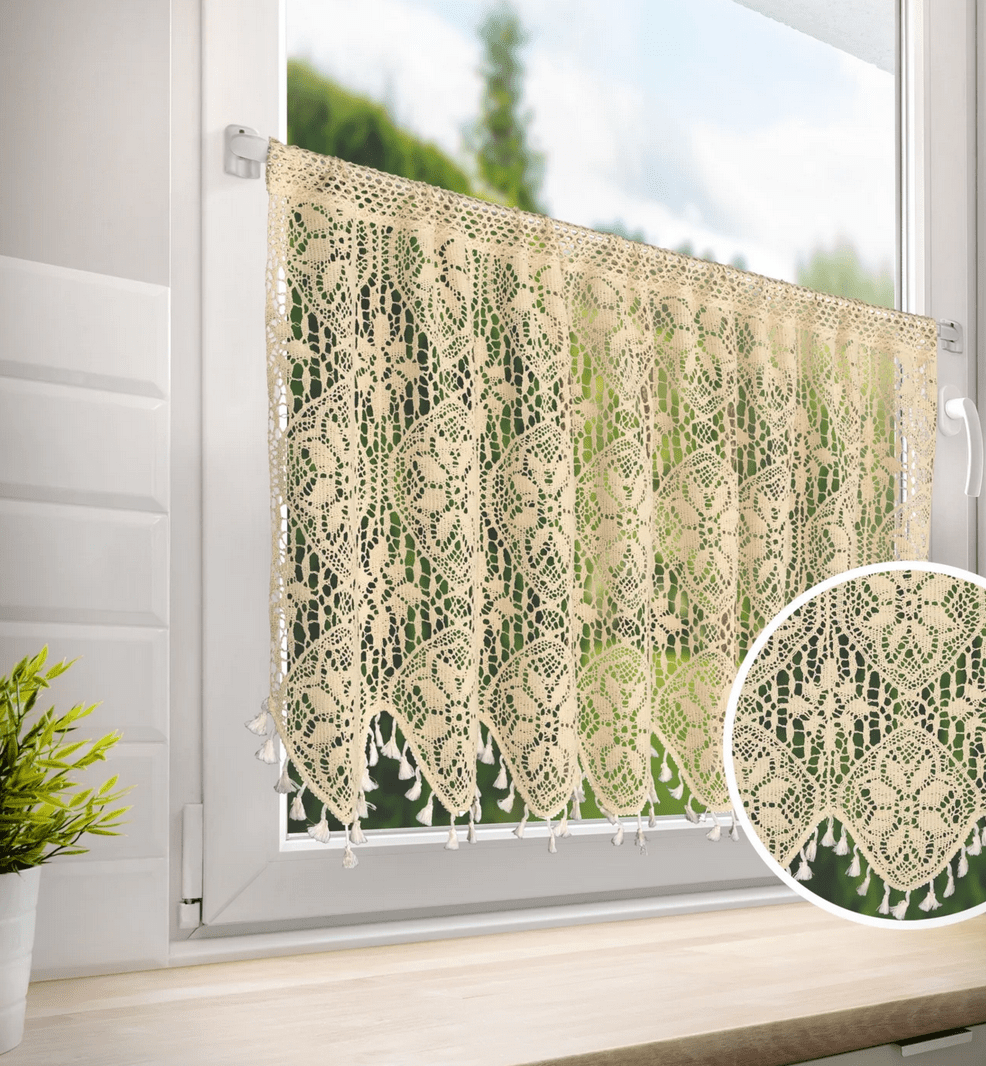 Dekorační krátká vitrážová záclona do kuchyně KARLA béžová 60x150 cm MyBestHome
