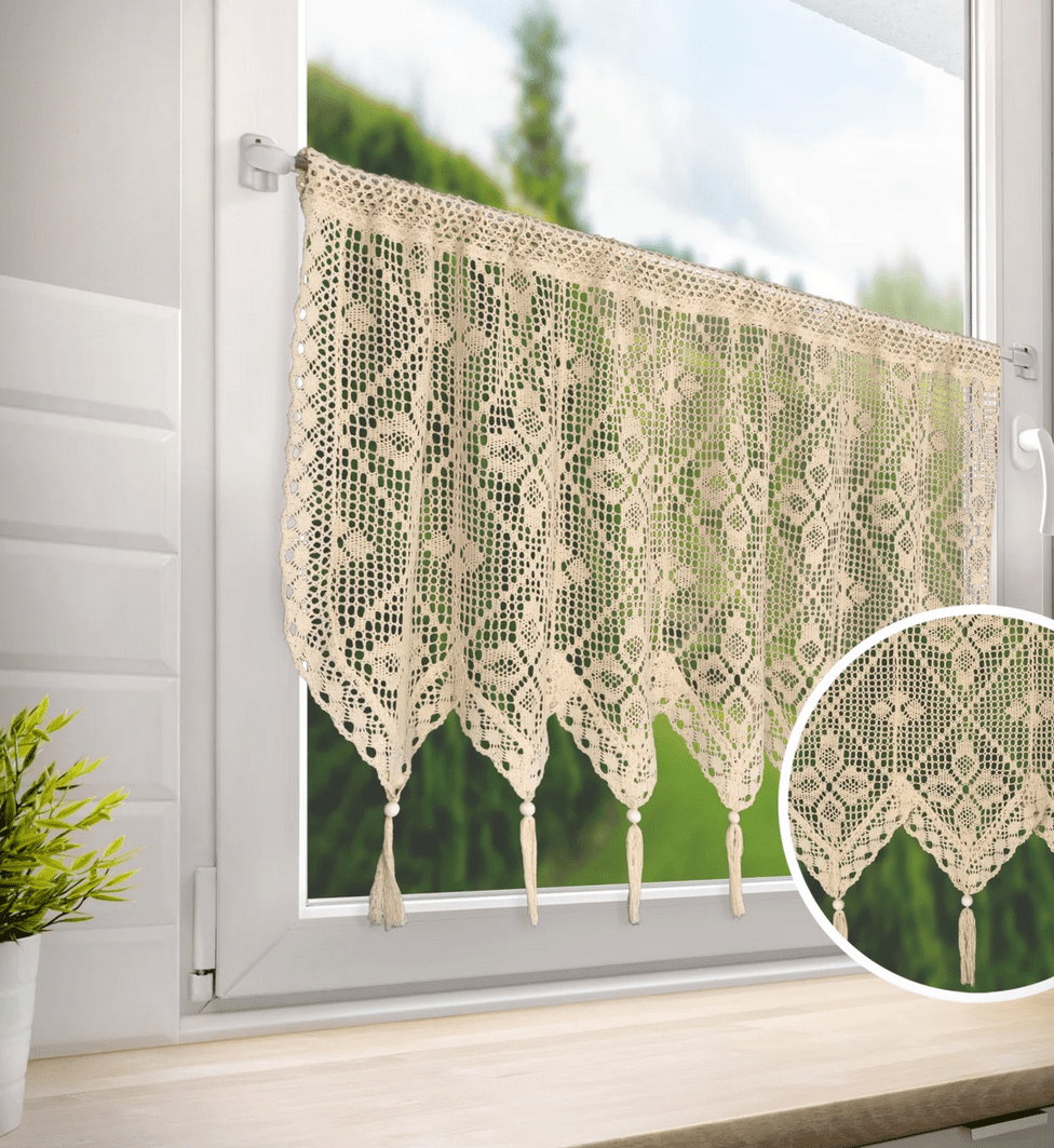 Dekorační krátká vitrážová záclona do kuchyně MATYLDA béžová 60x150 cm MyBestHome