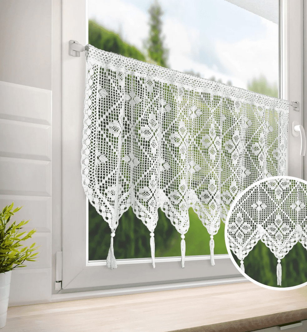 Dekorační krátká vitrážová záclona do kuchyně MATYLDA bílá 60x150 cm MyBestHome
